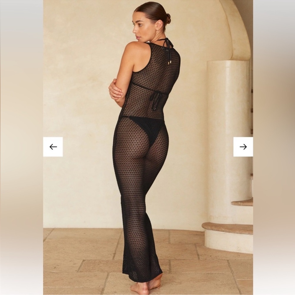 Monday Swimwear Monte Carlo Tie Dress Black Lace Crochet - Picture 4 of 12